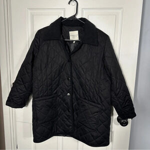 Bagatelle lightweight quilted jacket with corduroy collar and trim, black, large